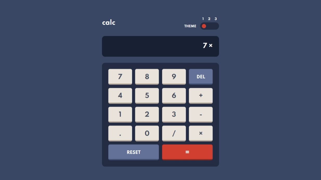 The calculator displaying the expression '7 ×' in the operator state.